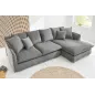Invicta HEAVEN Sofa narożna prawostronna szary sztruks 255 cm / 43445