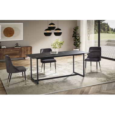 Wohnling Stół ceramiczny PARIS czarny optyka marmuru 180cm / WL7.154