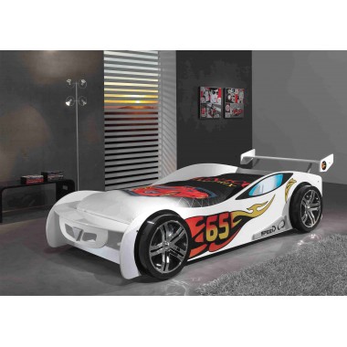 CAR BEDS Łóżko auto wyścigowe LEMANS WHITE / SCLM200W