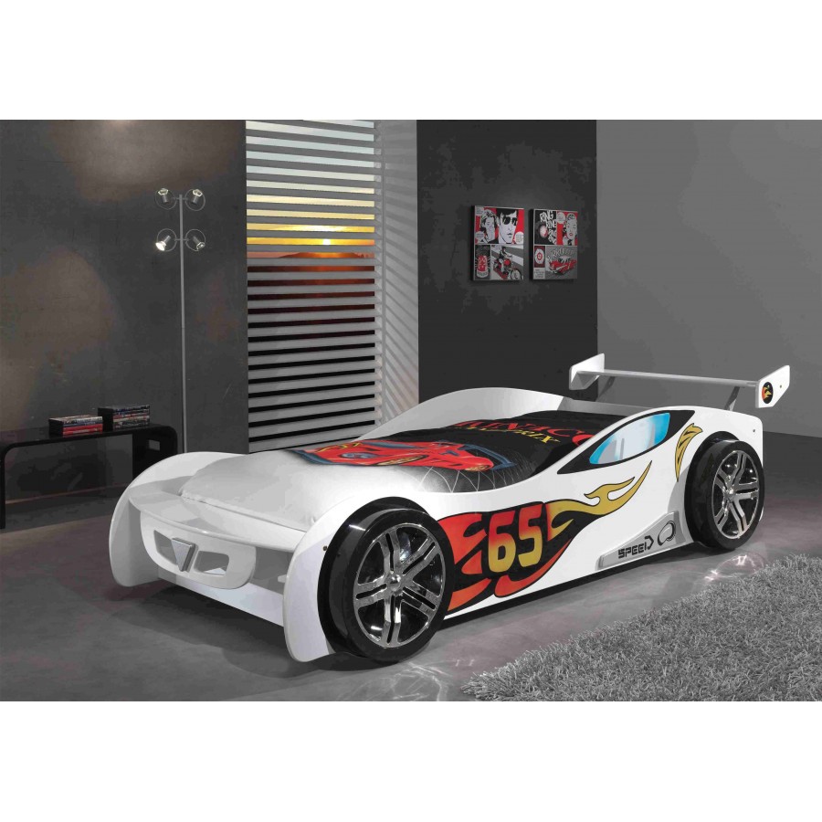 CAR BEDS Łóżko auto wyścigowe LEMANS WHITE / SCLM200W