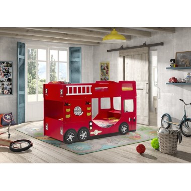 CAR BEDS Łóżko piętrowe dla dzieci FIRE TRUCK RED wóz strażacki / SCFBB19