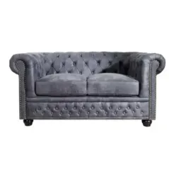 Invicta CHESTERFIELD Sofa 3 osobowa antyczny szary mikrofibra 200cm / 37391