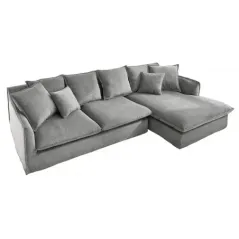 Invicta HEAVEN Sofa narożna prawostronna szary sztruks 255cm / 43445