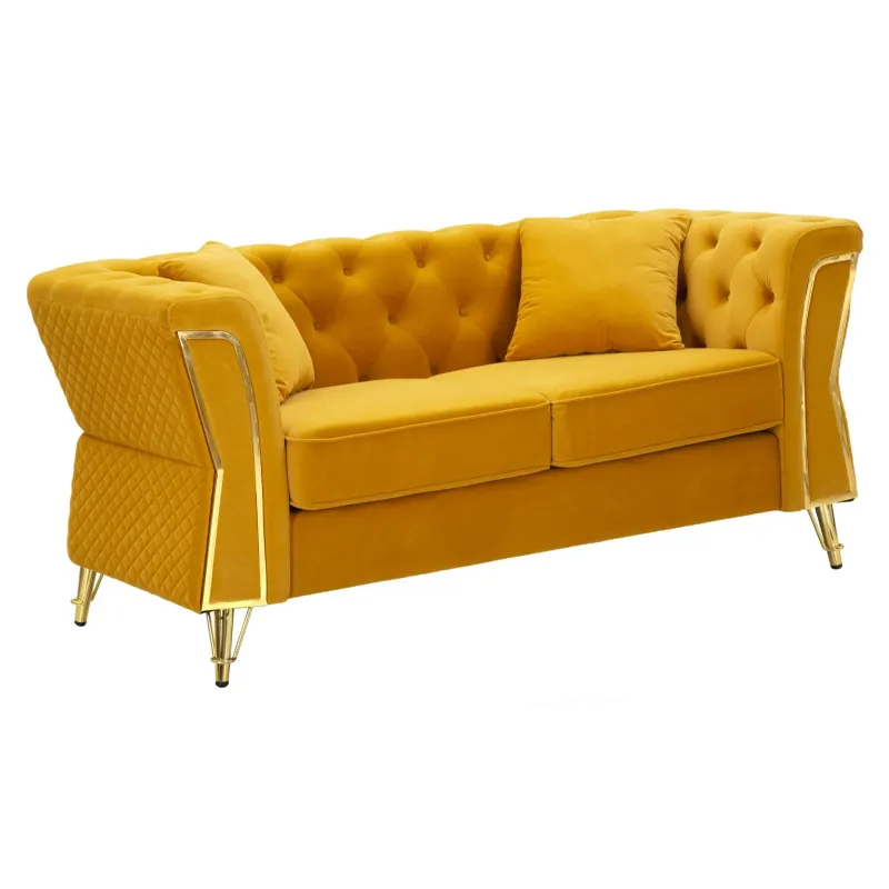 Sofa EMY musztardowa z poduszkami 162 x 83 x 76cm / 14282600DS