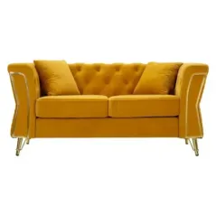 Sofa EMY musztardowa z poduszkami 162 x 83 x 76cm / 14282600DS