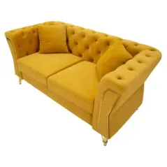 Sofa EMY musztardowa z poduszkami 162 x 83 x 76cm / 14282600DS