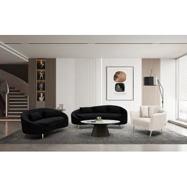Sofa 3-osobowa OSLO z poduszkami czarna 185 x 84 x 68cm / 14272800N3