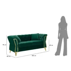 Sofa EMY zielona z poduszkami 162 x 83 x 76cm / 14282600DV