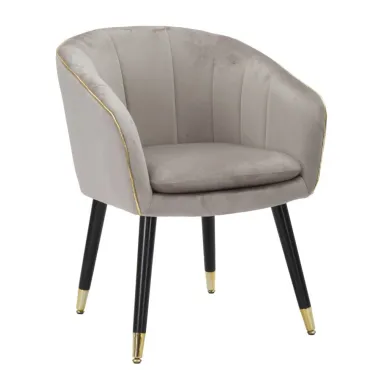 Fotel tapicerowany PARIS Szary/Złoty 62 x 58 x 78cm / 142338000G