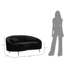 Sofa 2-osobowa OSLO z poduszkami czarna 148 x 84 x 68cm / 14272800N2