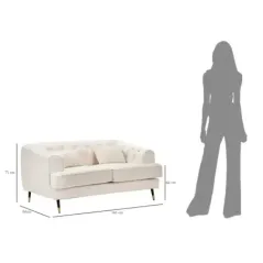 Sofa 2-osobowa PRAGA tapicerowana kremowa 146 x 86 x 71cm / 142729000D