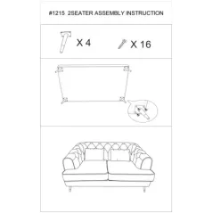 Sofa 2-osobowa PRAGA tapicerowana kremowa 146 x 86 x 71cm / 142729000D