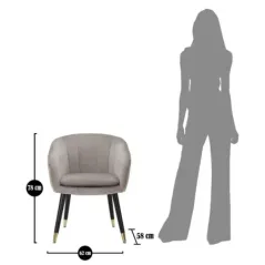 Fotel tapicerowany PARIS Szary/Złoty 62 x 58 x 78cm / 142338000G