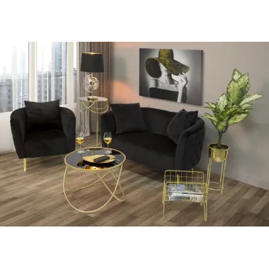 Fotel BUKAREST tapicerowany czarny 76 x 74  x 71cm / 142200000P