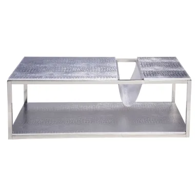 Stolik kawowy z miejscem na gazety srebrny 120 x 60 x 42cm / 141233000A