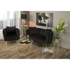 Fotel BUKAREST tapicerowany czarny 76 x 74  x 71cm / 142200000P