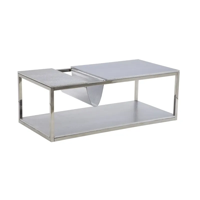 Stolik kawowy z miejscem na gazety srebrny 120 x 60 x 42cm / 141233000A