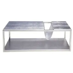 Stolik kawowy z miejscem na gazety srebrny 120 x 60 x 42cm / 141233000A