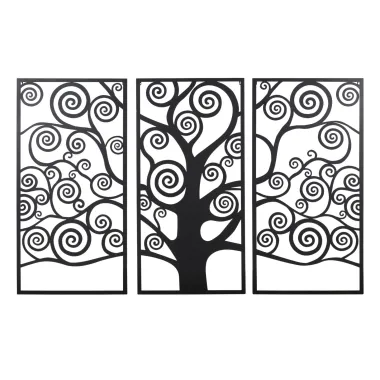 Panel ścienny Drzewo Życia czarny tryptyk 165 x 2 x 110cm / 032155000N