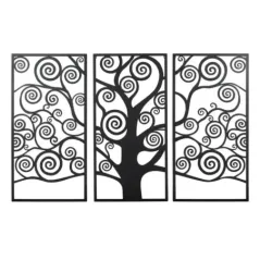 Panel ścienny Drzewo Życia czarny tryptyk 165 x 2 x 110cm / 032155000N