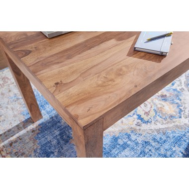 WOHNLING dining table solid wood Acacia 180 cm dining table wooden table Design kitchen table country style dark-brown