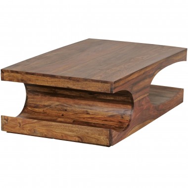 WOHNLING coffee table solid wood Sheesham 118 cm wide dining room table design dark brown country style table
