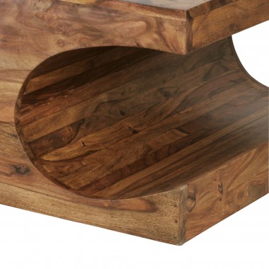 WOHNLING coffee table solid wood Sheesham 118 cm wide dining room table design dark brown country style table