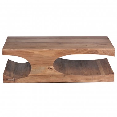 WOHNLING coffee table solid wood Acacia 118 cm wide dining room table design dark brown country style table