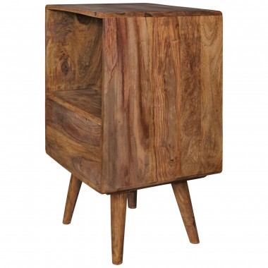 WOHNLING retro nightstand REPA / Sheesham-wood nightstand with drawer dark brown / black Design Nightstand 40 x 35 x 70 cm | Lar