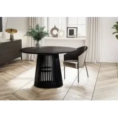 Wohnling Stół do jadalni VALHALLA czarne mango Ø120cm / WL6.802