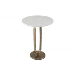 Invicta Stolik boczny ELEGANCE złoty biały blat 60cm / 43612