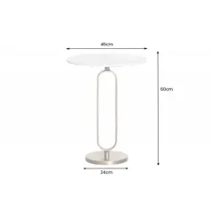 Invicta Stolik boczny ELEGANCE złoty biały blat 60cm / 43612