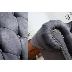Sofa CHESTERFIELD 3 osobowa szary antyk / 37391