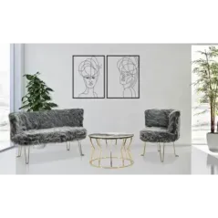 Sofa HACIL tapicerowana szara 134 x 54 x 77cm / 142581000D