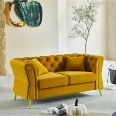 Sofa EMY musztardowa z poduszkami 162 x 83 x 76cm / 14282600DS