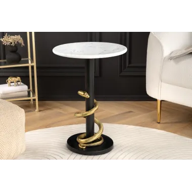 Invicta WILDLIFE Stolik kawowy SNAKE biały marmuru 50cm / 44831