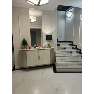 Livin Hill Szafka RTV STILIG szampańskie złoto biały marmur MDF 200cm / ST905