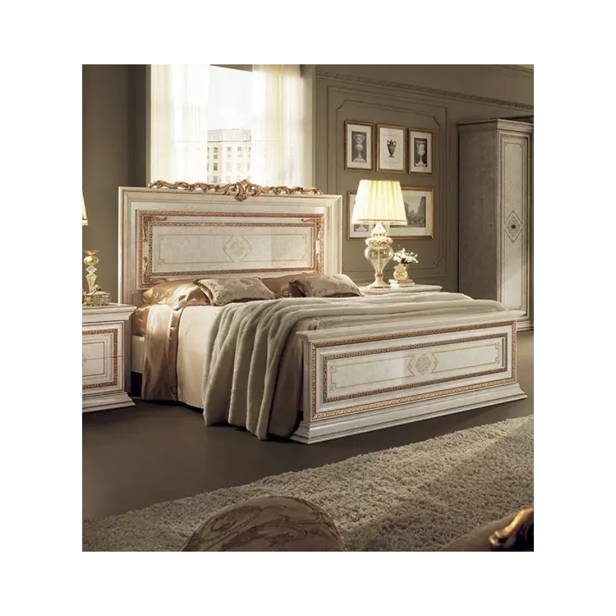 LEONARDO Włoskie łóżko King Size z ozdobnikami 180/200 x 200cm / Arredoclassic LEONARDO Włoskie łóżko King Size z ozdobnikami 180/200 x 200cm / Arredoclassic
