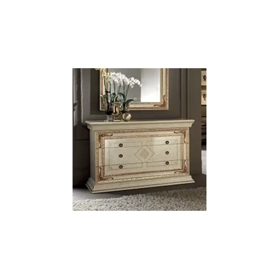 LEONARDO Włoska komoda 3 szuflady z ozdobnikami 140 X 91 X 62cm / Arredoclassic LEONARDO Włoska komoda 3 szuflady z ozdobnikami 140 X 91 X 62cm / Arredoclassic
