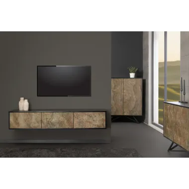 Invicta MONTAIN SOUL Szafka RTV wisząca imitacją marmuru 160cm / 44341
