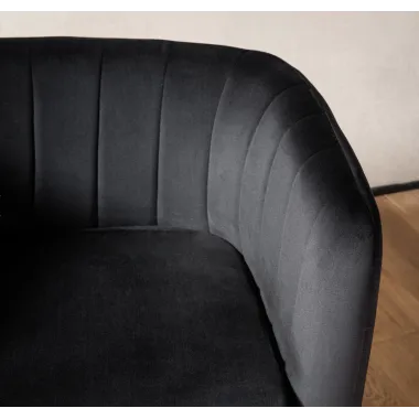 Wohnling Fotel tapicerowany CLUBSESSEL czarny aksamit 85cm / WL6.954