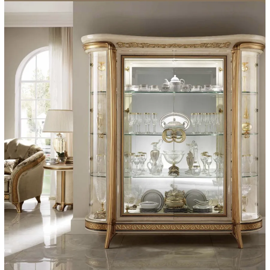 MELODIA Włoska witryna z meandrem Versace 4 drzwiowa 205cm / ArredoClassic MELODIA Włoska witryna z meandrem Versace 4 drzwiowa 205cm / ArredoClassic
