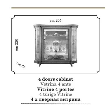 MELODIA Włoska witryna z meandrem Versace 4 drzwiowa 205cm / ArredoClassic