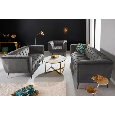 Invicta Sofa Noblesse 2 osobowa szary aksamit 165cm / 45050