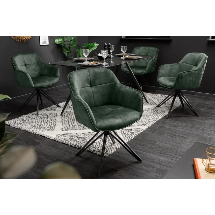 Invicta Krzesło EUPHORIA ciemno zielony aksamit obrotowe 180° / 40261 Invicta Krzesło EUPHORIA ciemno zielony aksamit obrotowe 180° / 40261