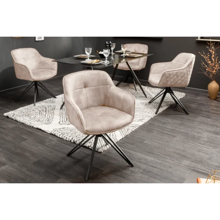 Invicta Krzesło EUPHORIA szampański aksamit obrotowe 180°/ 40259 Invicta Krzesło EUPHORIA szampański aksamit obrotowe 180°/ 40259