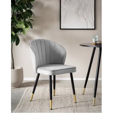 Wohnling Krzesło tapicerowane VENEZIA szary aksamit 47cm / WL6.950