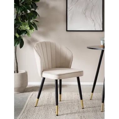 Wohnling Krzesło tapicerowane VENEZIA beżowy aksamit 47cm / WL6.949