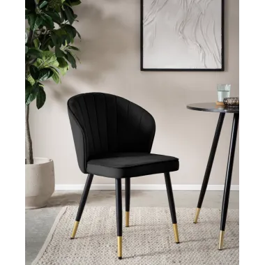 Wohnling Krzesło tapicerowane VENEZIA czarny aksamit 47cm / WL6.951