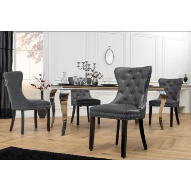 Invicta Krzesło CASTLE imitacja skóry vintage black 50cm / 44585